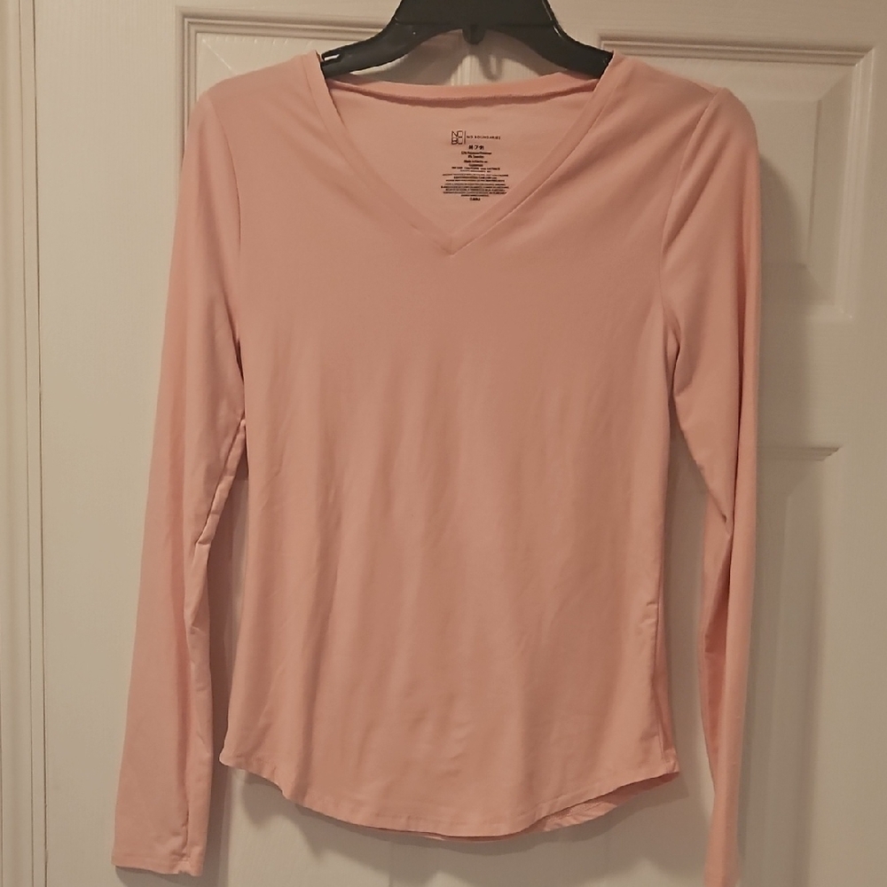 No Boundaries Soft Pink V-Neck Long Sleeve Tee
